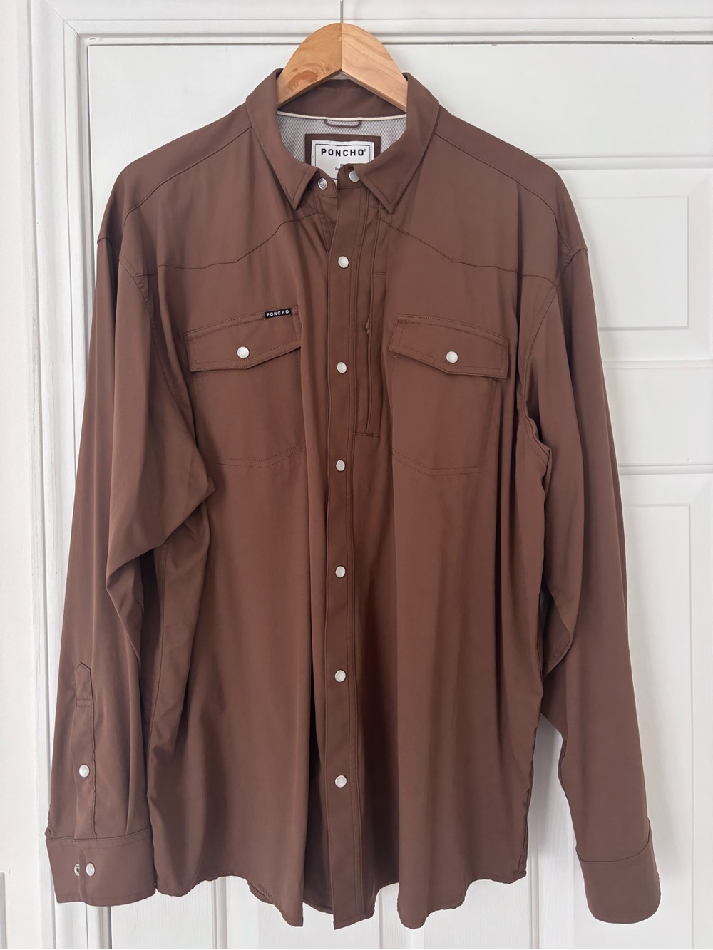 PONCHO Men's Brown Performance Western Shirt